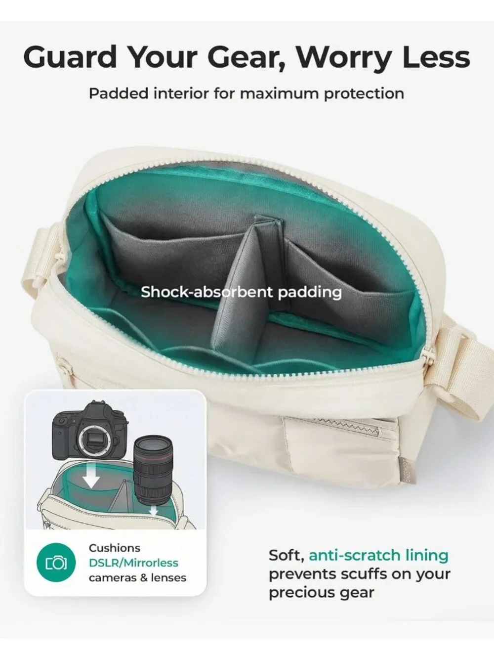 Stylish 2-in-1 Small Puffy Camera Sling Bag in Coffee Brown - Perfect for Travel